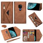 For Huawei Mate 20 Skin Feel Zipper Horizontal Flip Leather Case with Holder & Card Slots & Photo Frame & Lanyard & Long Rope(Brown)