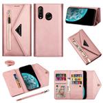 For Huawei P30 Lite Skin Feel Zipper Horizontal Flip Leather Case with Holder & Card Slots & Photo Frame & Lanyard & Long Rope(Rose Gold)