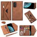 For Huawei P40 Skin Feel Zipper Horizontal Flip Leather Case with Holder & Card Slots & Photo Frame & Lanyard & Long Rope(Brown)