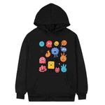 Cute Monsters Printed Fleece Hooded Sweatshirt Print On Your Demand, Size:S(Black)