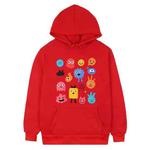 Cute Monsters Printed Fleece Hooded Sweatshirt Print On Your Demand, Size:M(Red)