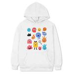 Cute Monsters Printed Fleece Hooded Sweatshirt Print On Your Demand, Size:L(White)