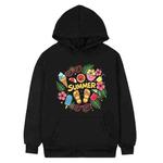 Summer Printed Fleece Hooded Sweatshirt Print On Your Demand, Size:XS(Black)