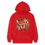 Summer Printed Fleece Hooded Sweatshirt Print On Your Demand, Size:XL(Red)