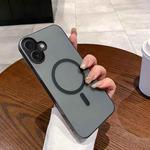 For iPhone 16 Ice Fog MagSafe PC Phone Case(Transparent Black)