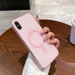 For iPhone XS Max Ice Fog MagSafe PC Phone Case(Transparent Pink)