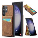 For Samsung Galaxy S25 Ultra 5G Fierre Shann FS-023 Crazy Horse Card Holder Back Cover PU Phone Case(Brown)