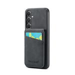 For Samsung Galaxy S25+ 5G Fierre Shann FS-023 Crazy Horse Card Holder Back Cover PU Phone Case(Black)