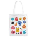 Cute Monsters Printed Canvas Handbag Digital Print On Your Demand, Size:35x30cm(White)