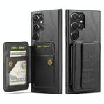 For Samsung Galaxy S25 Ultra 5G Fierre Shann FS-024 Oil Wax Cow Leather Card Holder Back Phone Case(Black)