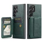 For Samsung Galaxy S25 Ultra 5G Fierre Shann FS-024 Oil Wax Cow Leather Card Holder Back Phone Case(Green)