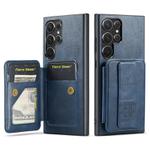For Samsung Galaxy S25 Ultra 5G Fierre Shann FS-024 Oil Wax Cow Leather Card Holder Back Phone Case(Blue)
