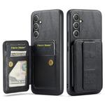For Samsung Galaxy S25 5G Fierre Shann FS-024 Oil Wax Cow Leather Card Holder Back Phone Case(Black)