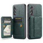 For Samsung Galaxy S25+ 5G Fierre Shann FS-024 Oil Wax Cow Leather Card Holder Back Phone Case(Green)