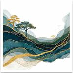 Golden Mountains Frameless Canvas Decorative Painting Print On Your Demand, Size:20x20cm