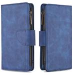 For iPhone XR Skin Feel Detachable Magnetic Zipper Horizontal Flip PU Leather Case with Multi-Card Slots & Holder & Wallet & Photo Frame & Lanyard(Blue)