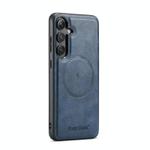 For Samsung Galaxy S25 5G Fierre Shann FS-027 Cowhide Texture MagSafe Magnetic Phone Case(Blue)
