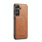For Samsung Galaxy S25+ 5G Fierre Shann FS-027 Cowhide Texture MagSafe Magnetic Phone Case(Brown)