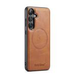 For Samsung Galaxy S24 FE 5G Fierre Shann FS-027 Cowhide Texture MagSafe Magnetic Phone Case(Brown)