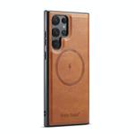 For Samsung Galaxy S25 Ultra 5G Fierre Shann FS-027 Cowhide Texture MagSafe Magnetic Phone Case(Brown)