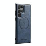 For Samsung Galaxy S25 Ultra 5G Fierre Shann FS-027 Cowhide Texture MagSafe Magnetic Phone Case(Blue)