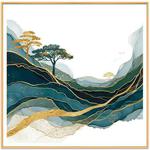Golden Mountains Decorative Painting with Aluminum Alloy Frame Print On Your Demand, Size:90x90cm