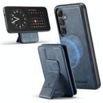 For Samsung Galaxy S25 5G Fierre Shann FS028 MagSafe RFID Card Holder Back Phone Case(Blue)