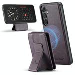 For Samsung Galaxy S25+ 5G Fierre Shann FS028 MagSafe RFID Card Holder Back Phone Case(Purple)