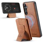 For Samsung Galaxy S25+ 5G Fierre Shann FS028 MagSafe RFID Card Holder Back Phone Case(Brown)