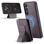 For Samsung Galaxy S24 FE 5G Fierre Shann FS028 MagSafe RFID Card Holder Back Phone Case(Purple)