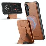 For Samsung Galaxy S24 FE 5G Fierre Shann FS028 MagSafe RFID Card Holder Back Phone Case(Brown)