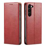 For Samsung Galaxy S25+ 5G Fierre Shann PU Genuine Leather Texture Phone Case(Red)