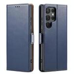 For Samsung Galaxy S25 Ultra 5G Fierre Shann PU Genuine Leather Texture Phone Case(Blue)