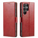 For Samsung Galaxy S25 Ultra 5G Fierre Shann PU Genuine Leather Texture Phone Case(Red)