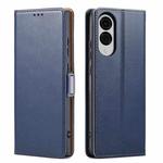 For Samsung Galaxy S25 Edge 5G Fierre Shann PU Genuine Leather Texture Phone Case(Blue)