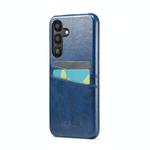 For Samsung Galaxy S25 5G Fierre Shann Retro Oil Wax Texture Card Slots PU Leather Phone Case(Blue)