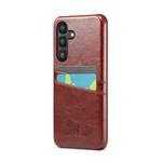 For Samsung Galaxy S25 5G Fierre Shann Retro Oil Wax Texture Card Slots PU Leather Phone Case(Brown)