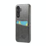 For Samsung Galaxy S25+ 5G Fierre Shann Retro Oil Wax Texture Card Slots PU Leather Phone Case(Black)