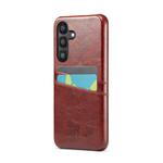 For Samsung Galaxy S25+ 5G Fierre Shann Retro Oil Wax Texture Card Slots PU Leather Phone Case(Brown)