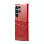 For Samsung Galaxy S25 Ultra 5G Fierre Shann Retro Oil Wax Texture Card Slots PU Leather Phone Case(Red)