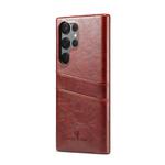 For Samsung Galaxy S25 Ultra 5G Fierre Shann Retro Oil Wax Texture Card Slots PU Leather Phone Case(Brown)