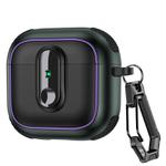 For AirPods 4 Armor Magnetic Wireless Earphones Case with Security Lock(Black Army Green)