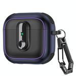For AirPods 4 Armor Magnetic Wireless Earphones Case with Security Lock(Black Dark Blue)
