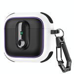 For AirPods 4 Armor Magnetic Wireless Earphones Case with Security Lock(Black White)