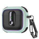 For AirPods 4 Armor Magnetic Wireless Earphones Case with Security Lock(Black Mint Green)