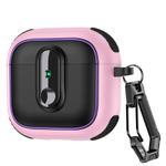 For AirPods 4 Armor Magnetic Wireless Earphones Case with Security Lock(Black Pink)