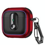 For AirPods 4 Armor Magnetic Wireless Earphones Case with Security Lock(Black Red)