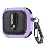 For AirPods 4 Armor Magnetic Wireless Earphones Case with Security Lock(Black Purple)