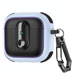 For AirPods 4 Armor Magnetic Wireless Earphones Case with Security Lock(Black Light Blue)