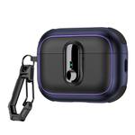 For AirPods Pro 2 Armor Magnetic Wireless Earphones Case with Security Lock(Black Dark Blue)